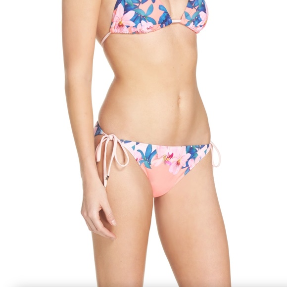 TED BAKER LONDON Orchid Wonderland Side Tie Bikini BOTTOM ONLY in Straw … - Picture 2 of 14